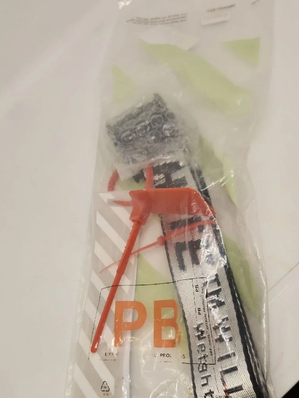 Off-White White and Black Industrial Webbing Belt with Orange Tag